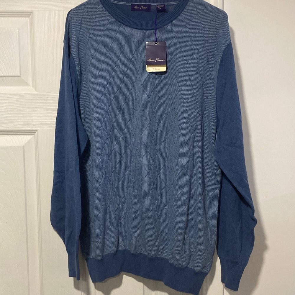 NWT Alan Flusser classic blue cotton sweater XL